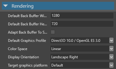 Rendering settings