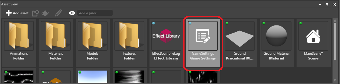 Game settings asset